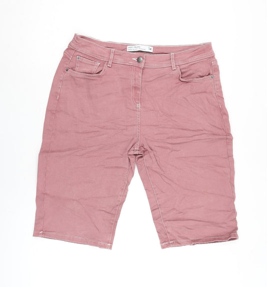 NEXT Womens Pink Cotton Bermuda Shorts Size 14 L13 in Regular Zip