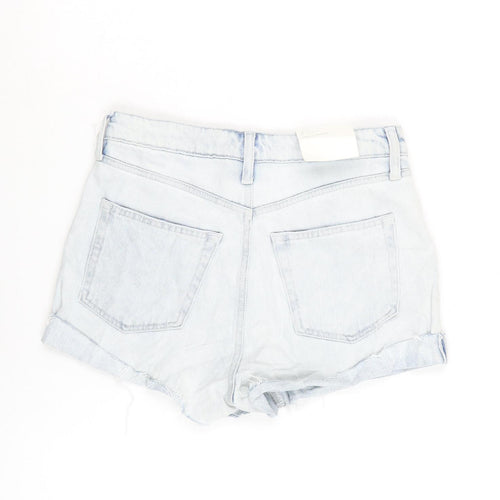 H&M Womens Blue Cotton Cut-Off Shorts Size 8 Regular Zip