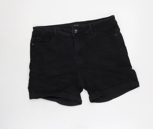 Vera Moda Womens Black Cotton Bermuda Shorts Size L Regular Zip