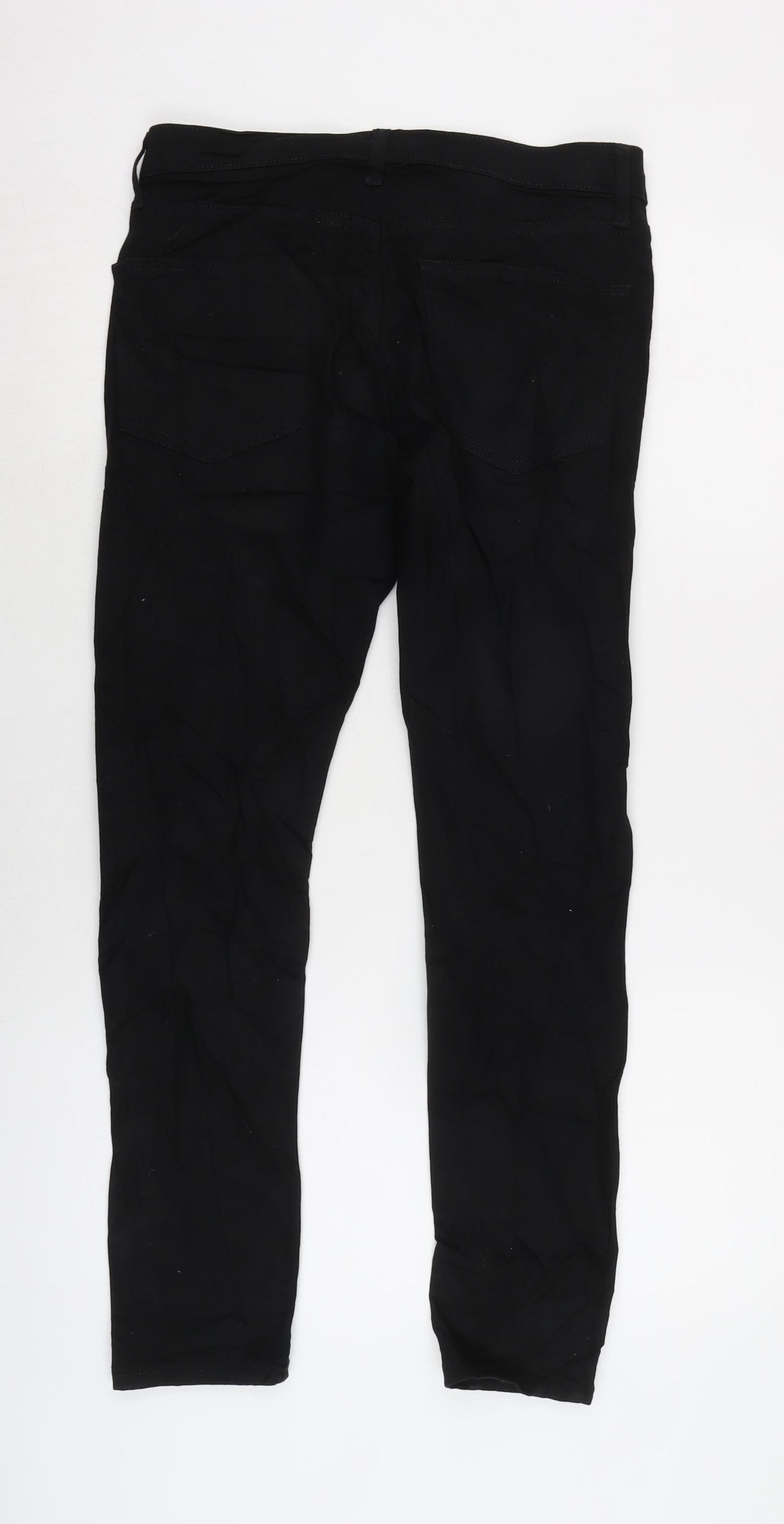 Topman Mens Black Cotton Blend Straight Jeans Size 30 in L28 in Regular Zip