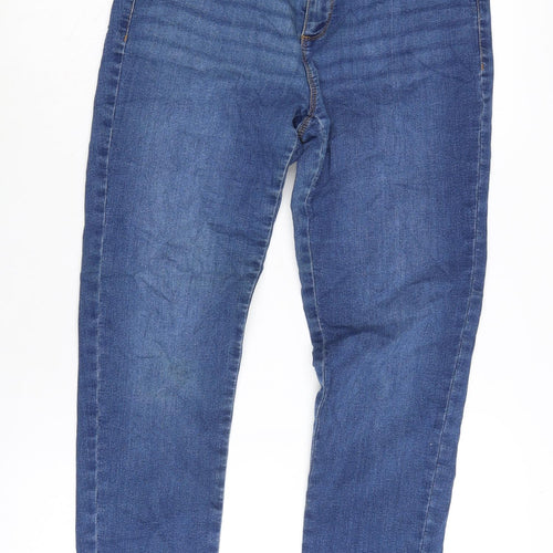 Dorothy Perkins Womens Blue Cotton Straight Jeans Size 12 L25 in Extra-Slim Zip