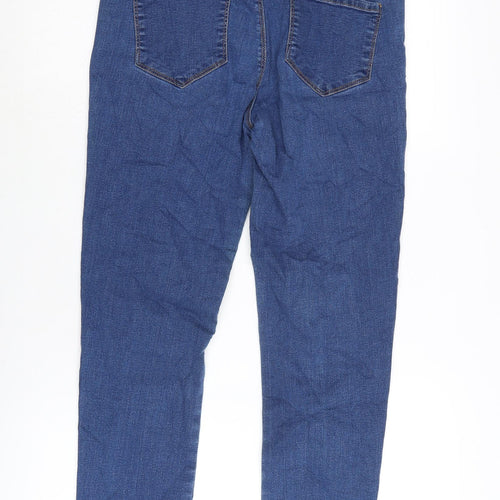 Dorothy Perkins Womens Blue Cotton Straight Jeans Size 12 L25 in Extra-Slim Zip