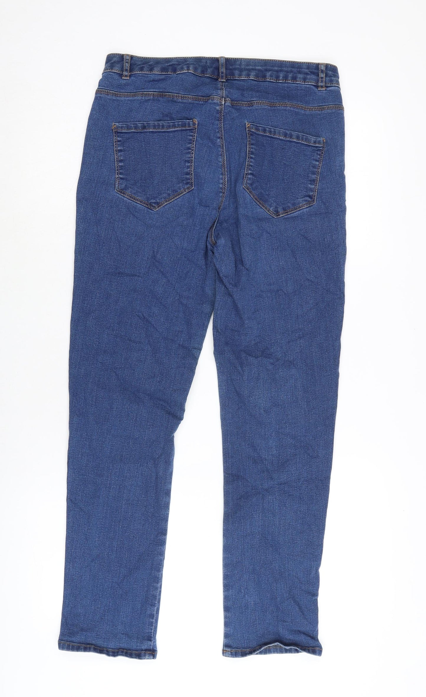 Dorothy Perkins Womens Blue Cotton Straight Jeans Size 12 L25 in Extra-Slim Zip