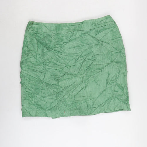 Boden Womens Green Cotton A-Line Skirt Size 12 Buckle