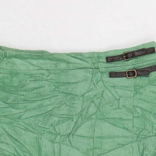 Boden Womens Green Cotton A-Line Skirt Size 12 Buckle