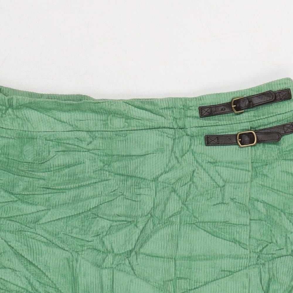 Boden Womens Green Cotton A-Line Skirt Size 12 Buckle