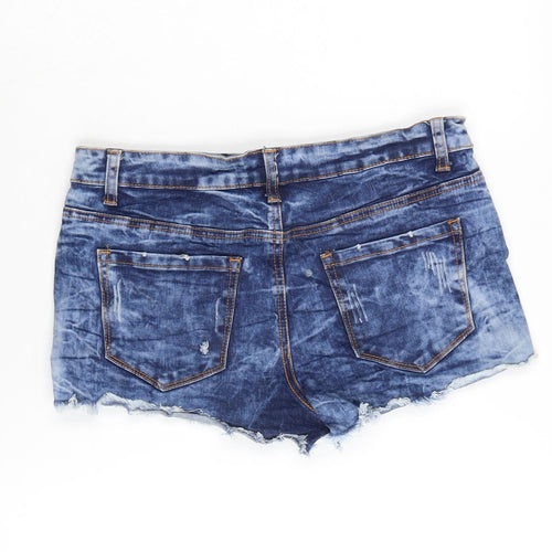 FOREVER 21 Womens Blue Cotton Cut-Off Shorts Size 12 Regular Zip