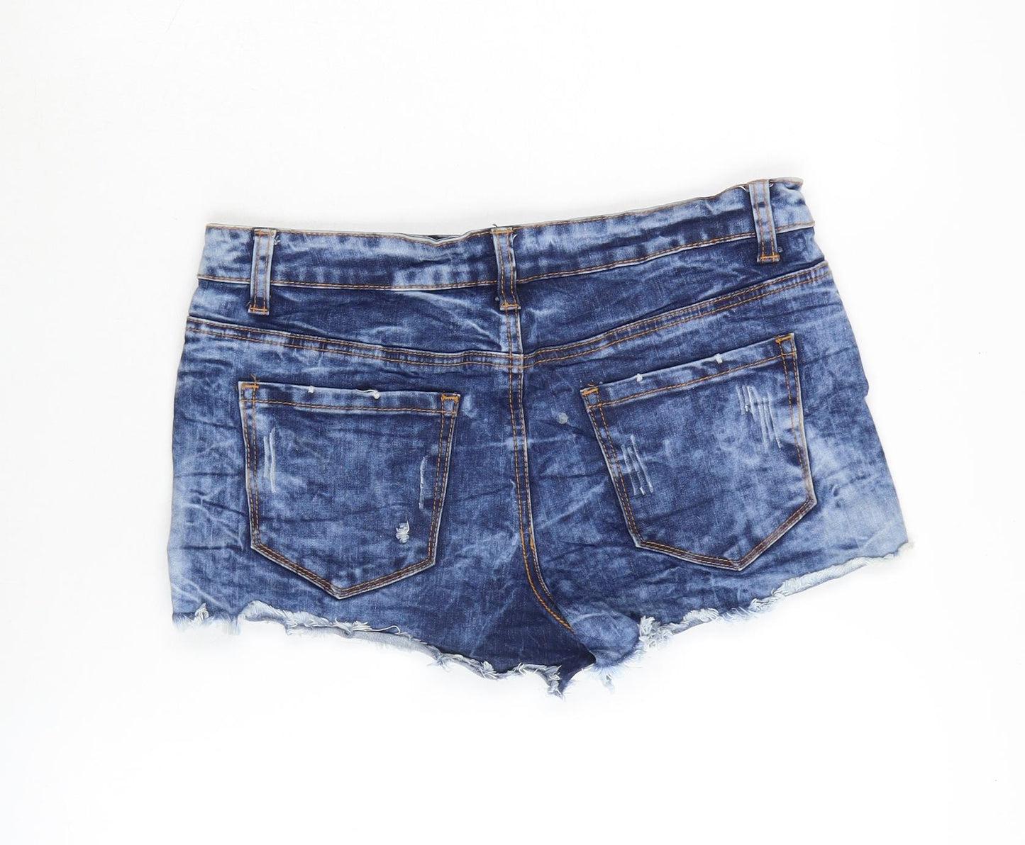 FOREVER 21 Womens Blue Cotton Cut-Off Shorts Size 12 Regular Zip