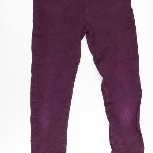 Marks and Spencer Womens Purple Cotton Jegging Trousers Size 10 L27.5 in Regular