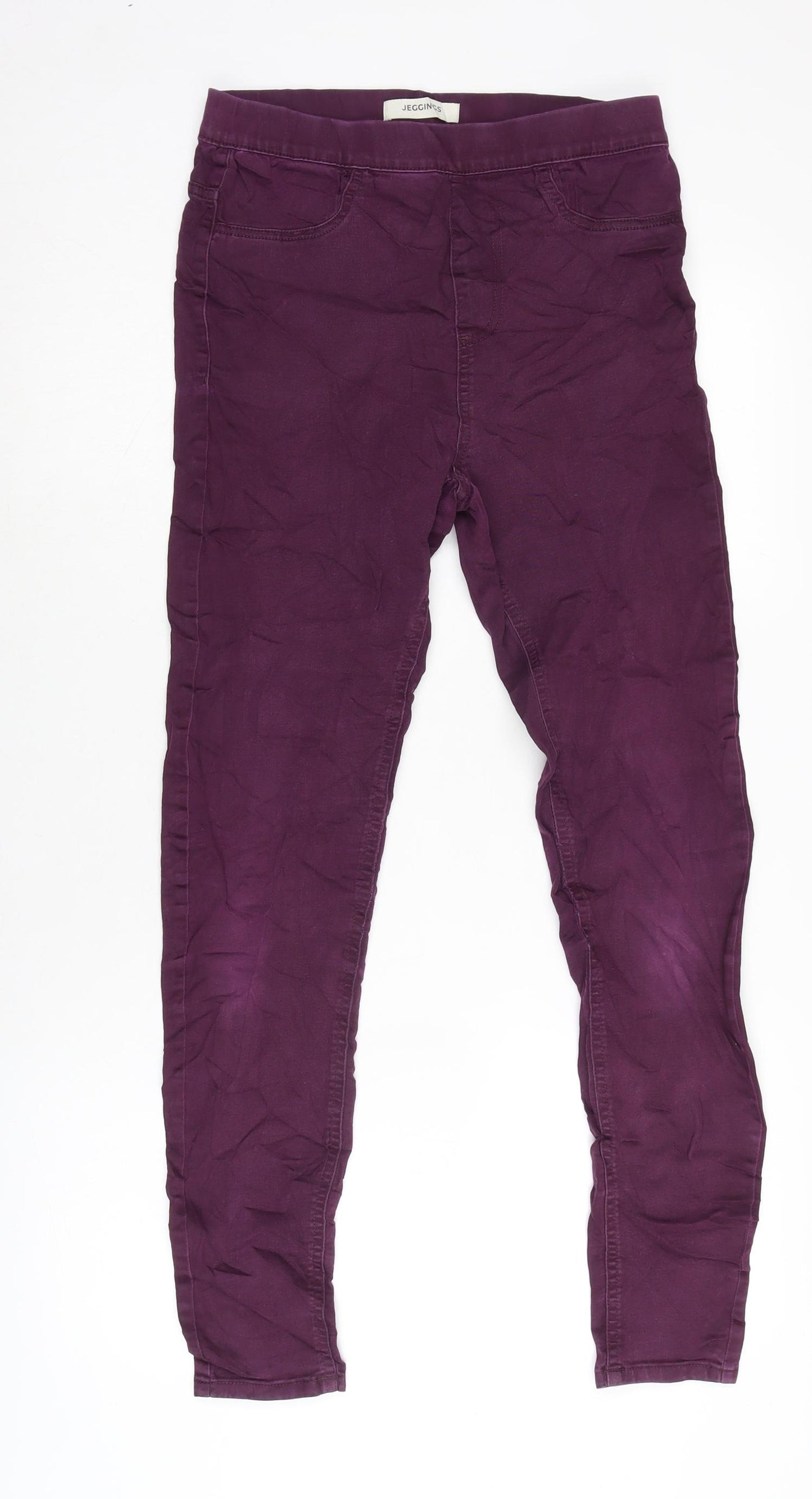 Marks and Spencer Womens Purple Cotton Jegging Trousers Size 10 L27.5 in Regular