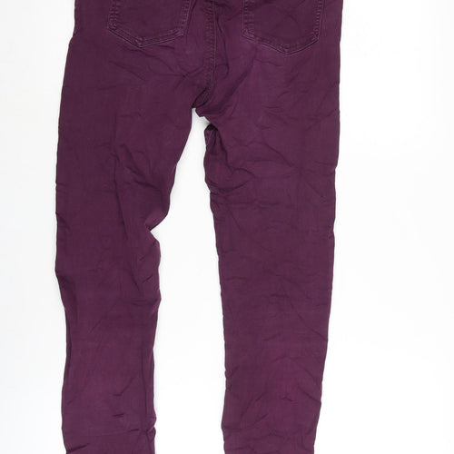 Marks and Spencer Womens Purple Cotton Jegging Trousers Size 10 L27.5 in Regular