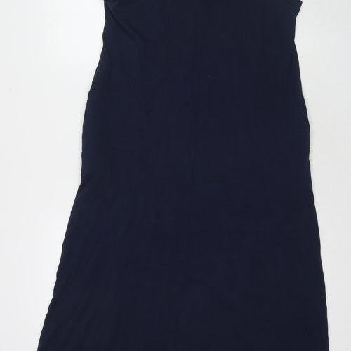 Marks and Spencer Womens Blue Cotton Maxi Size 12 Round Neck Zip