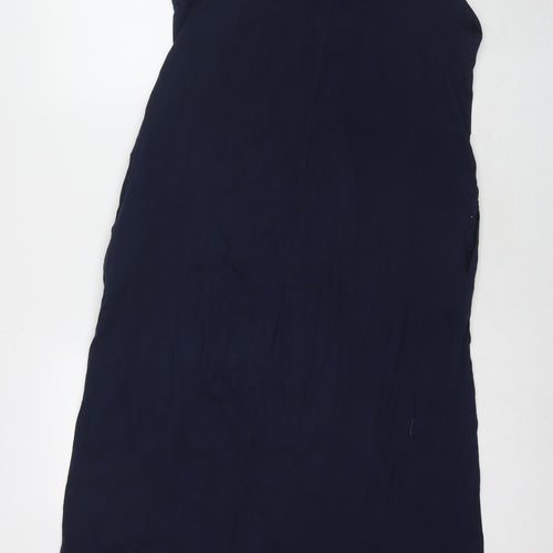 Marks and Spencer Womens Blue Cotton Maxi Size 12 Round Neck Zip