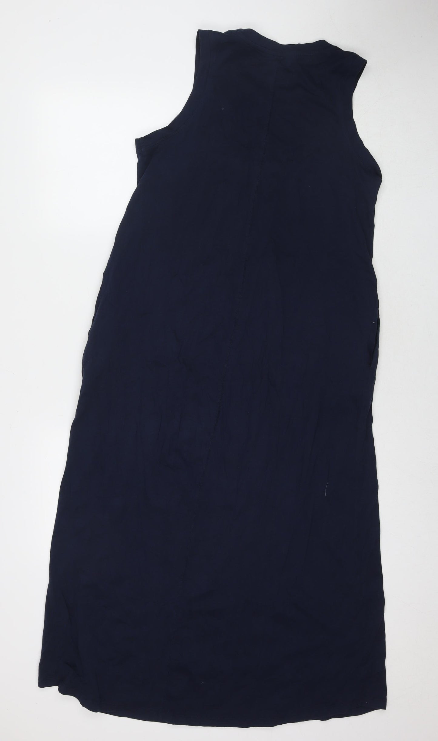 Marks and Spencer Womens Blue Cotton Maxi Size 12 Round Neck Zip