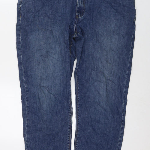 Marks and Spencer Mens Blue Cotton Straight Jeans Size 36 in L29 in Regular Zip