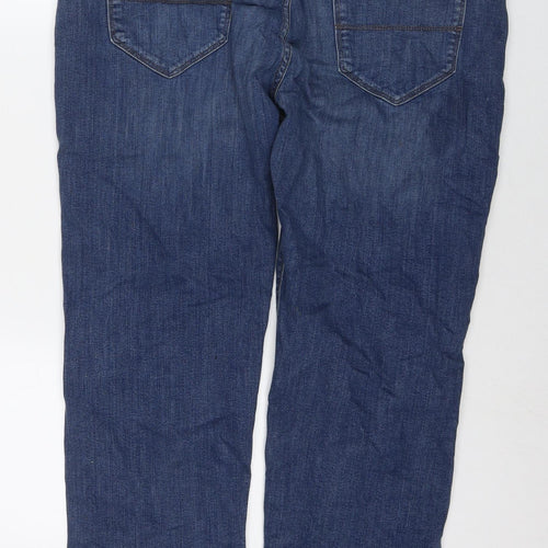 Marks and Spencer Mens Blue Cotton Straight Jeans Size 36 in L29 in Regular Zip