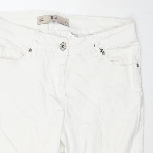 NEXT Womens White Cotton Boyfriend Shorts Size 12 L9 in Slim Zip