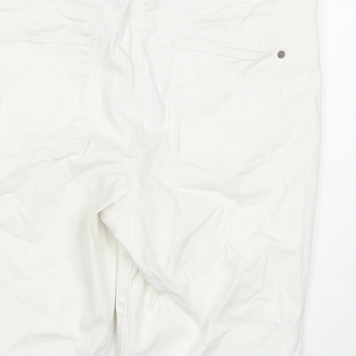 NEXT Womens White Cotton Boyfriend Shorts Size 12 L9 in Slim Zip