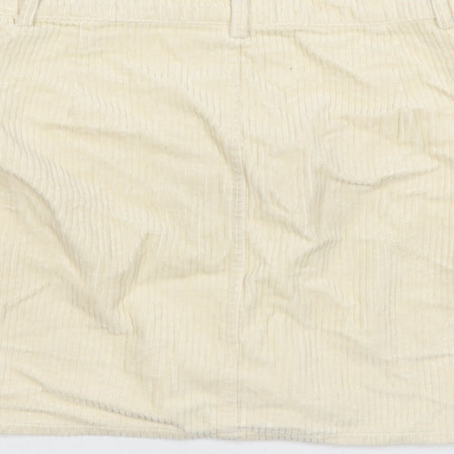 Denim & Co. Womens Beige Cotton A-Line Skirt Size 12 Button