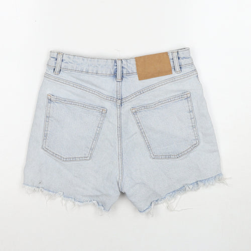 Zara Womens Blue Cotton Cut-Off Shorts Size 8 L3 in Regular Zip