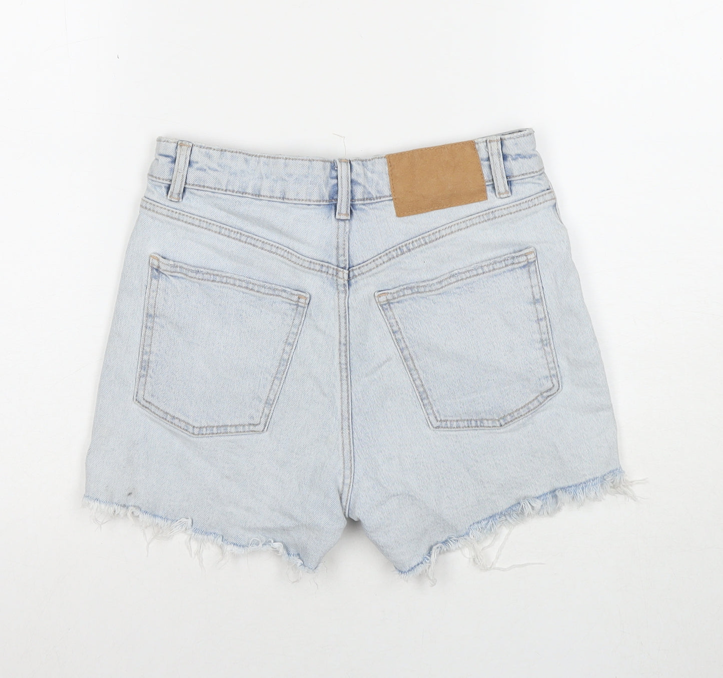 Zara Womens Blue Cotton Cut-Off Shorts Size 8 L3 in Regular Zip