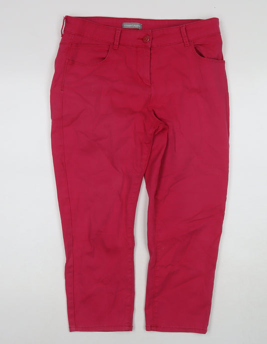 Marks and Spencer Womens Pink Cotton Capri Jeans Size 14 L20 in Regular Zip