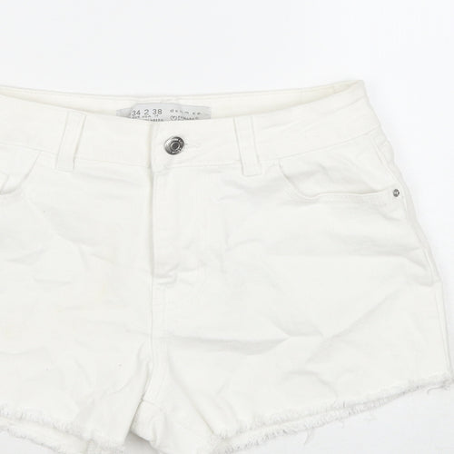 Denim & Co. Womens White Cotton Cut-Off Shorts Size 6 L3 in Regular Zip