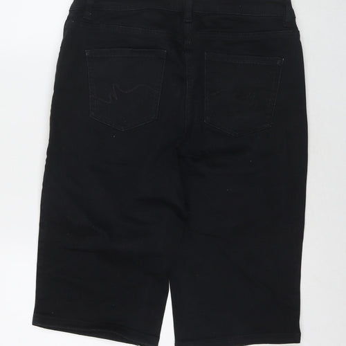 NEXT Womens Black Cotton Bermuda Shorts Size 12 L14 in Regular Zip