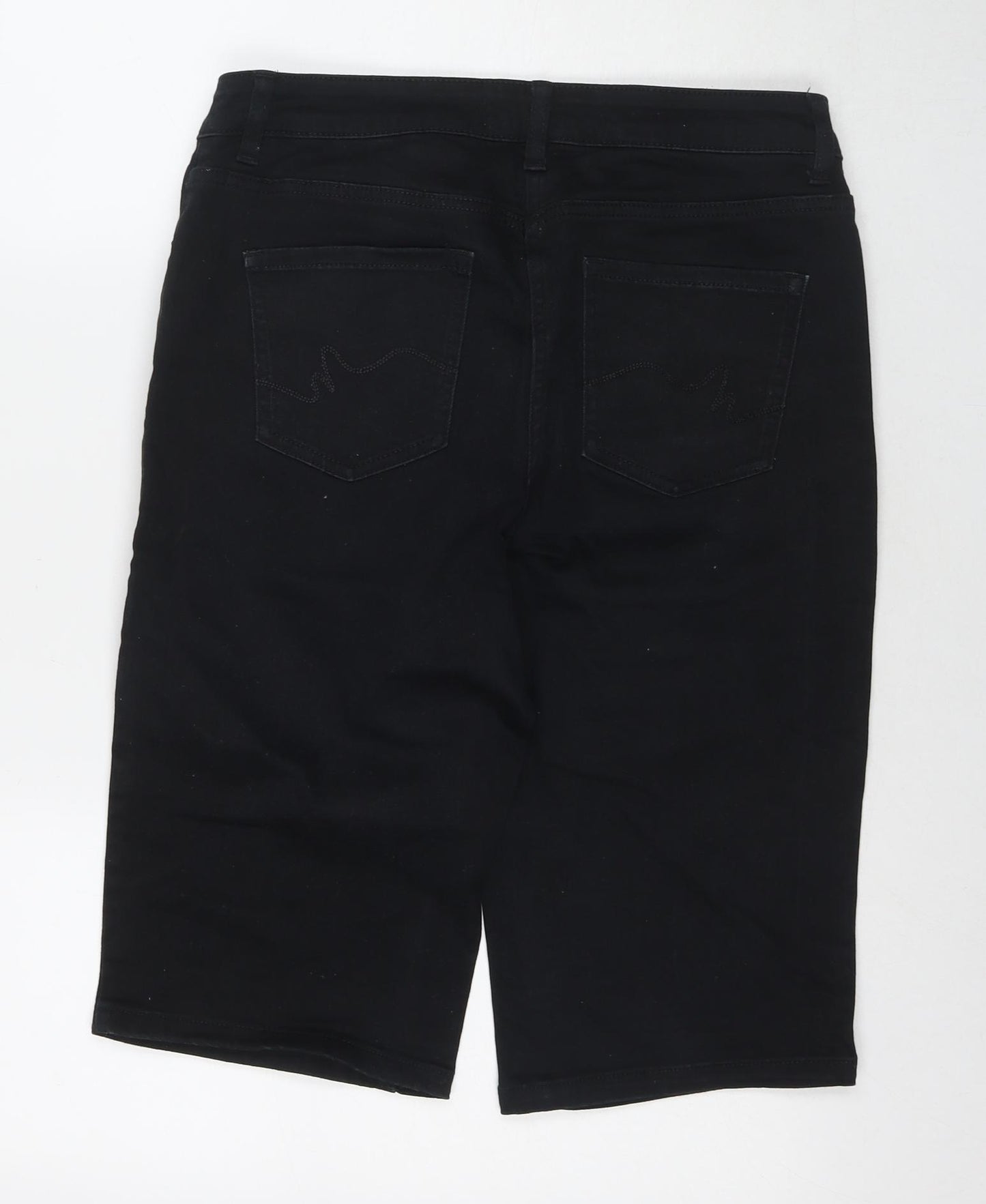 NEXT Womens Black Cotton Bermuda Shorts Size 12 L14 in Regular Zip