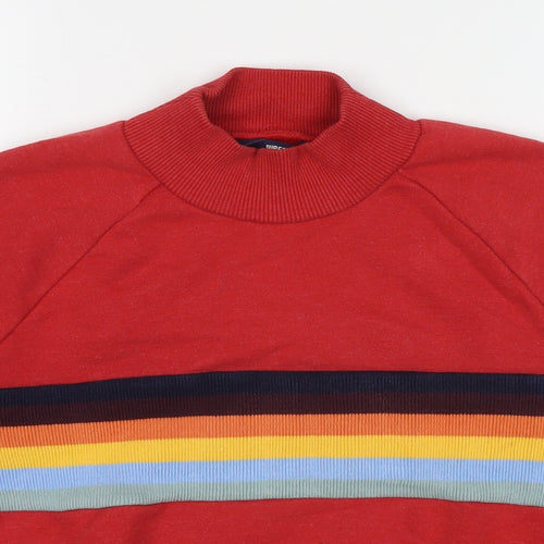 Superdry Womens Red Striped Cotton Pullover Sweatshirt Size 12 Zip