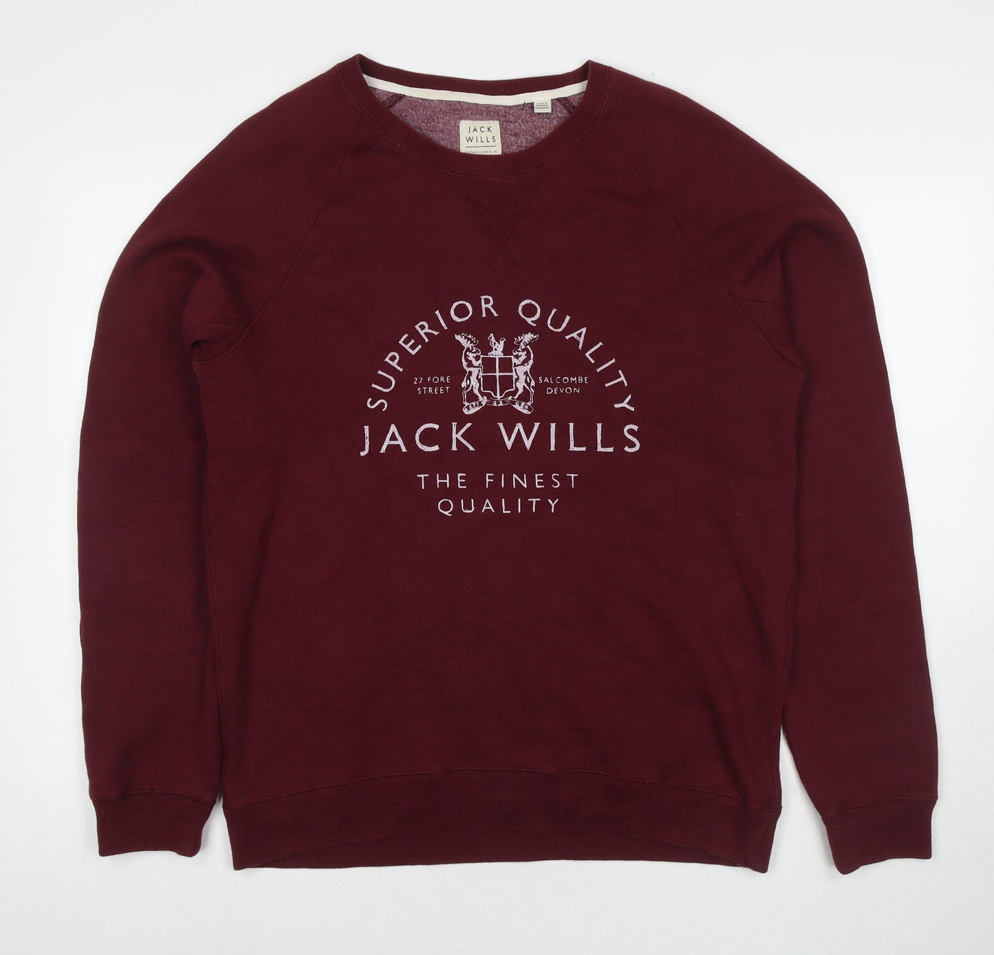 Jack Wills Mens Red Cotton Pullover Sweatshirt Size L - Logo