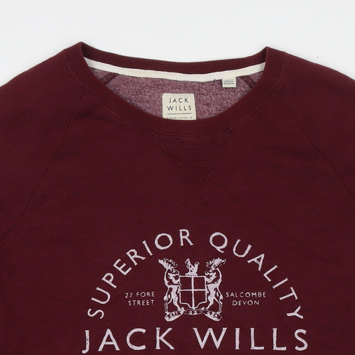 Jack Wills Mens Red Cotton Pullover Sweatshirt Size L - Logo