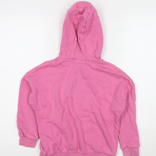 Marks and Spencer Girls Pink Cotton Pullover Hoodie Size 8-9 Years Pullover