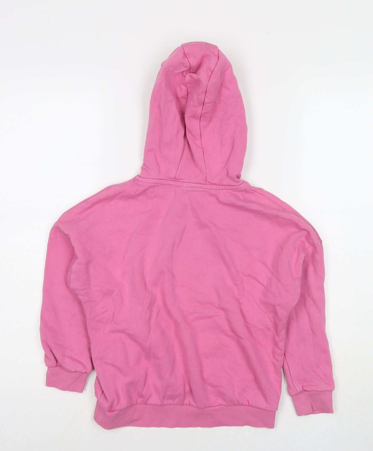 Marks and Spencer Girls Pink Cotton Pullover Hoodie Size 8-9 Years Pullover