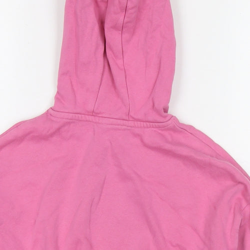 Marks and Spencer Girls Pink Cotton Pullover Hoodie Size 8-9 Years Pullover