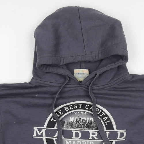 Safon Mens Grey Cotton Pullover Hoodie Size S - Madrid