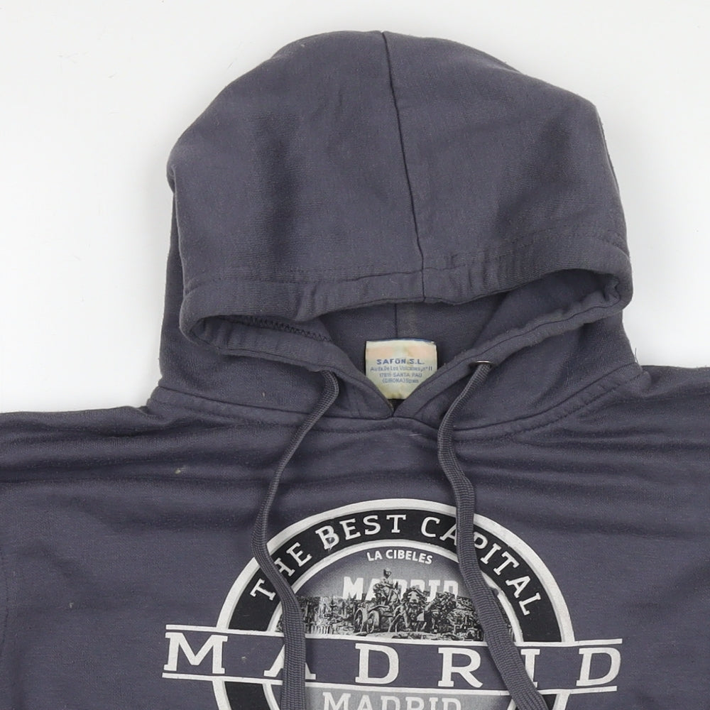 Safon Mens Grey Cotton Pullover Hoodie Size S - Madrid