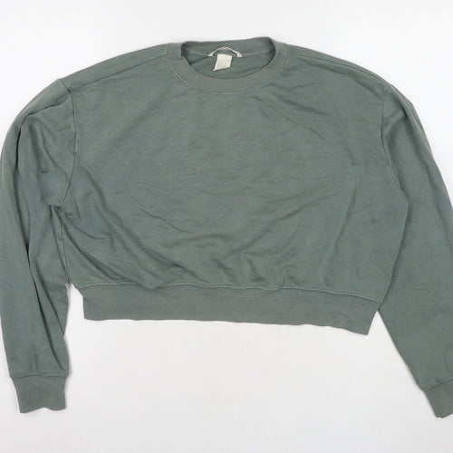 H&M Womens Green Cotton Pullover Sweatshirt Size M Pullover