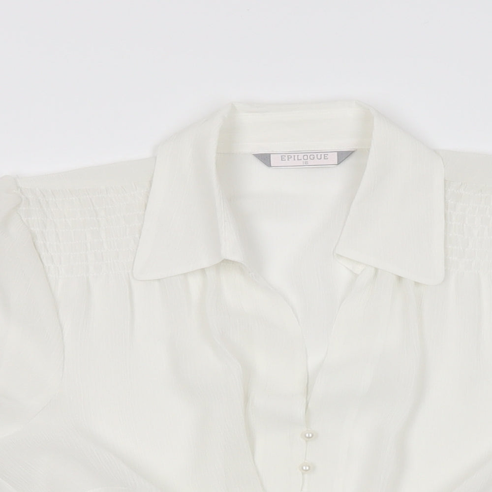 Epilogue Womens White Polyester Basic Blouse Size 16 Collared