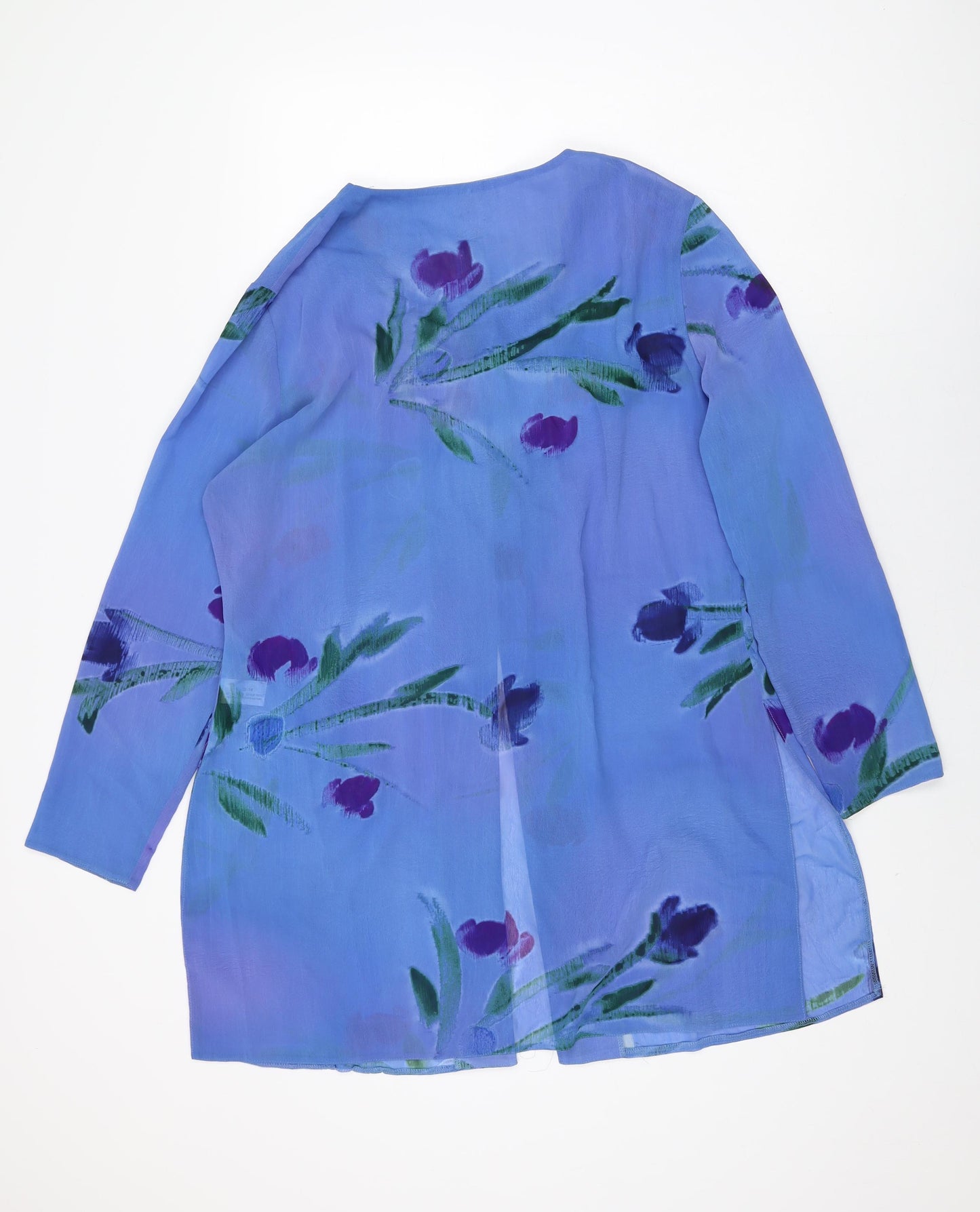 Windsmoor Womens Blue Floral Polyester Tunic Blouse Size 16 Round Neck