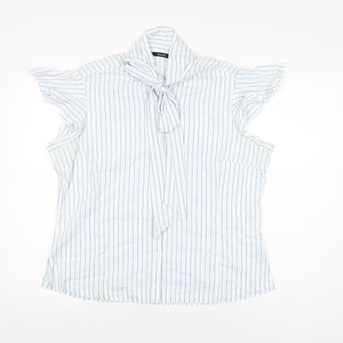 South Womens White Striped Cotton Basic Button-Up Size 18 Round Neck