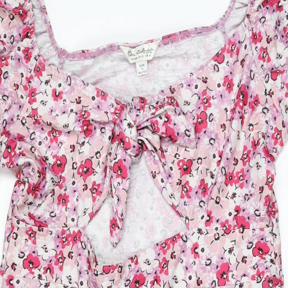 Miss Selfridge Womens Pink Floral Polyester A-Line Size 16 Sweetheart Pullover