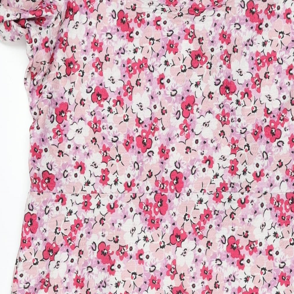 Miss Selfridge Womens Pink Floral Polyester A-Line Size 16 Sweetheart Pullover