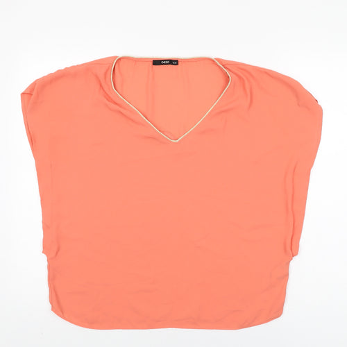 Oasis Womens Orange Polyester Basic Blouse Size 12 V-Neck