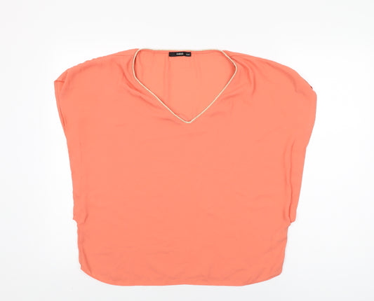 Oasis Womens Orange Polyester Basic Blouse Size 12 V-Neck