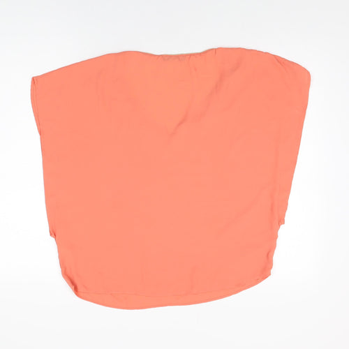 Oasis Womens Orange Polyester Basic Blouse Size 12 V-Neck