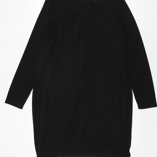 Marks and Spencer Womens Black Polyester Shift Size 18 Round Neck Pullover