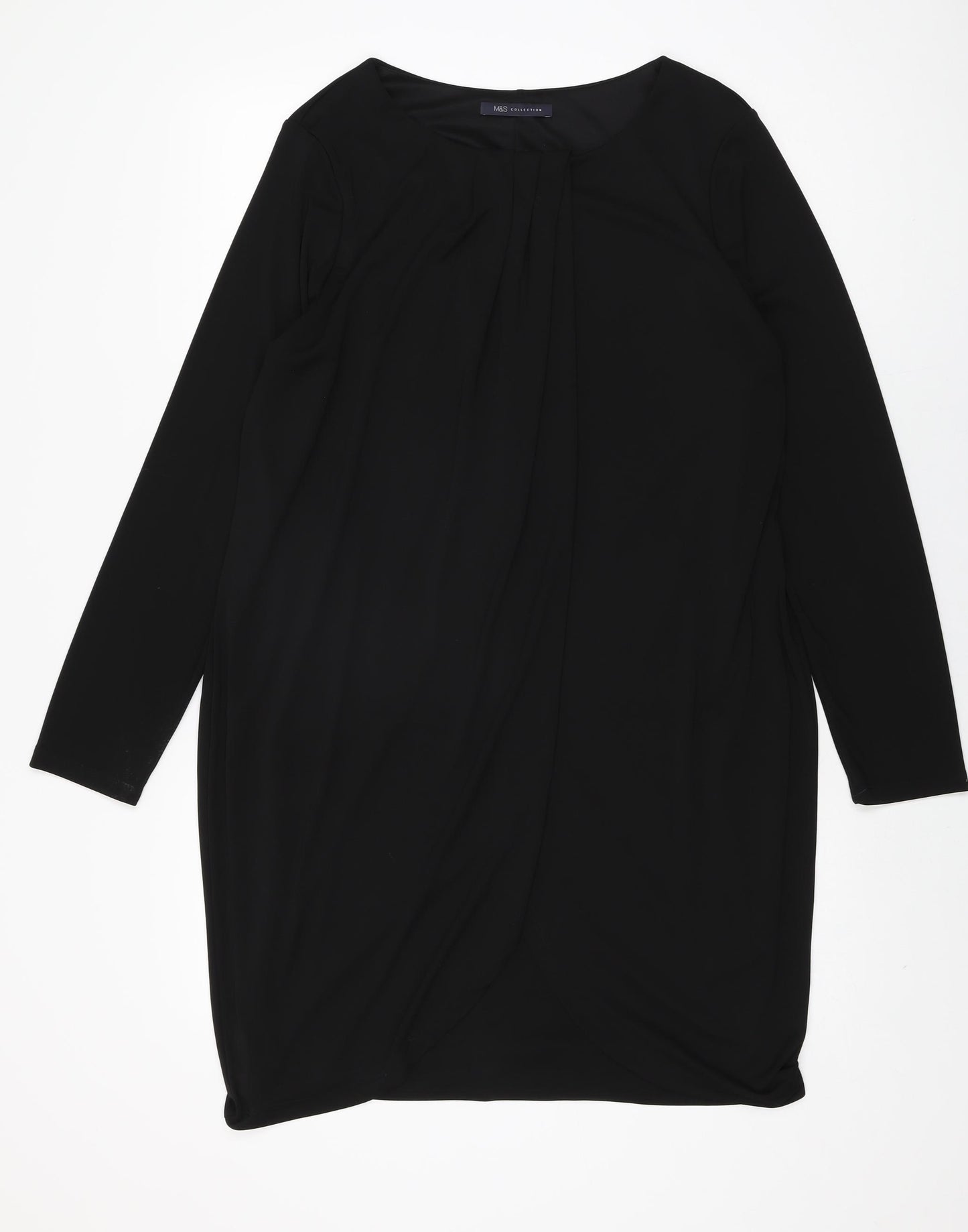 Marks and Spencer Womens Black Polyester Shift Size 18 Round Neck Pullover