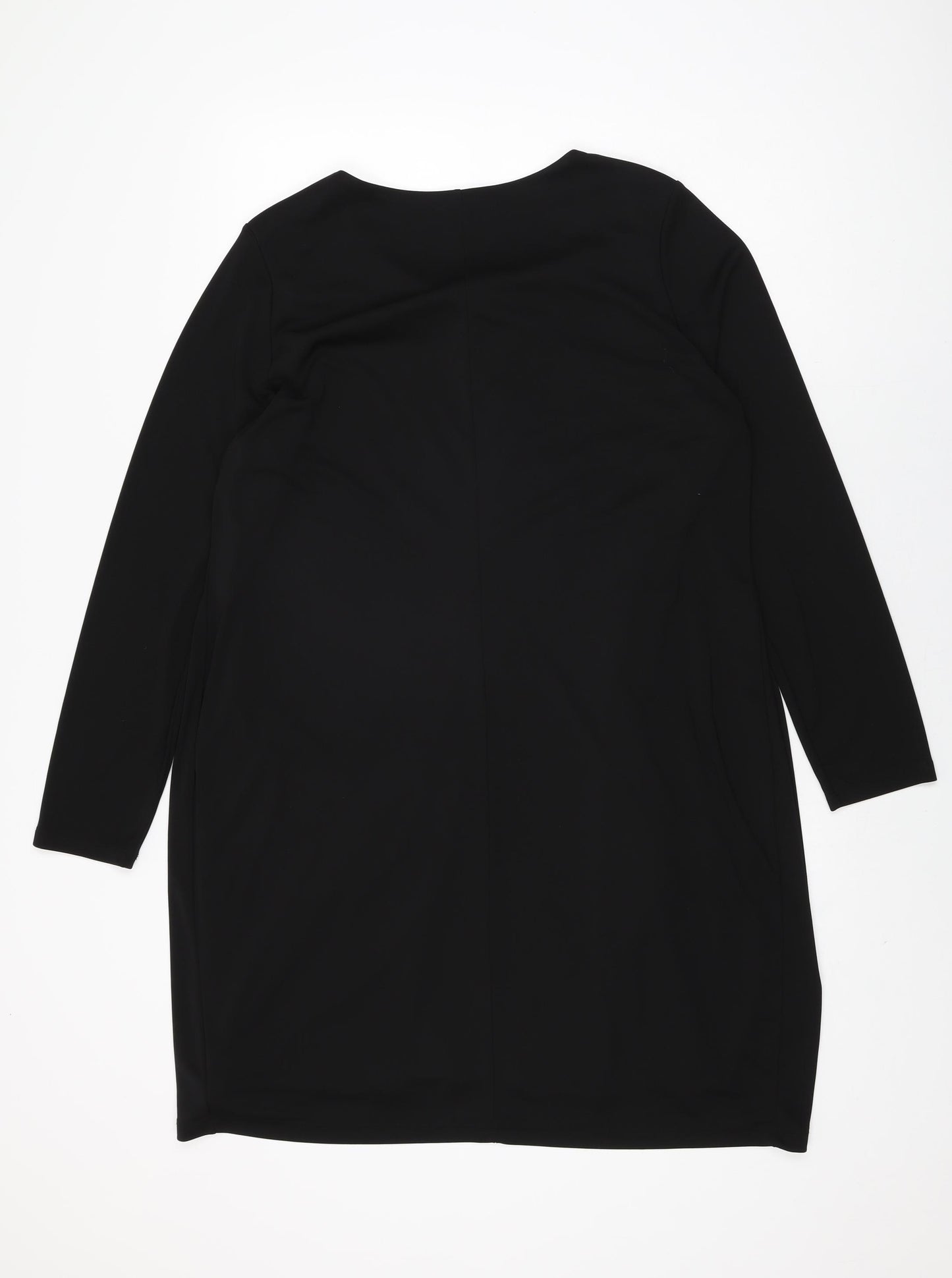 Marks and Spencer Womens Black Polyester Shift Size 18 Round Neck Pullover