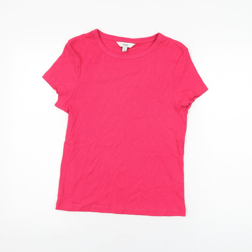 Marks and Spencer Womens Pink Cotton Basic T-Shirt Size 14 Round Neck